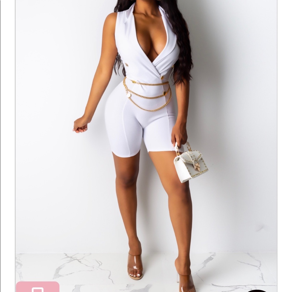 White sailor shorts romper (brand new)